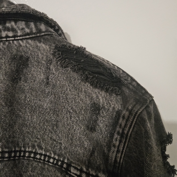 Topman distressed denim jacket black - Picture 8 of 9